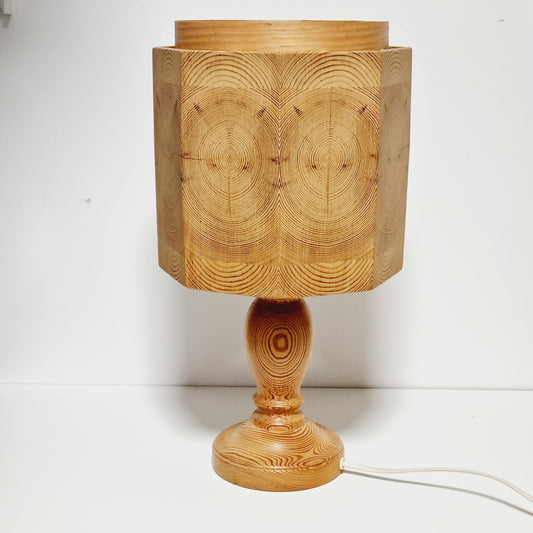 Turned solid pine base and stem of Swedish table lamp