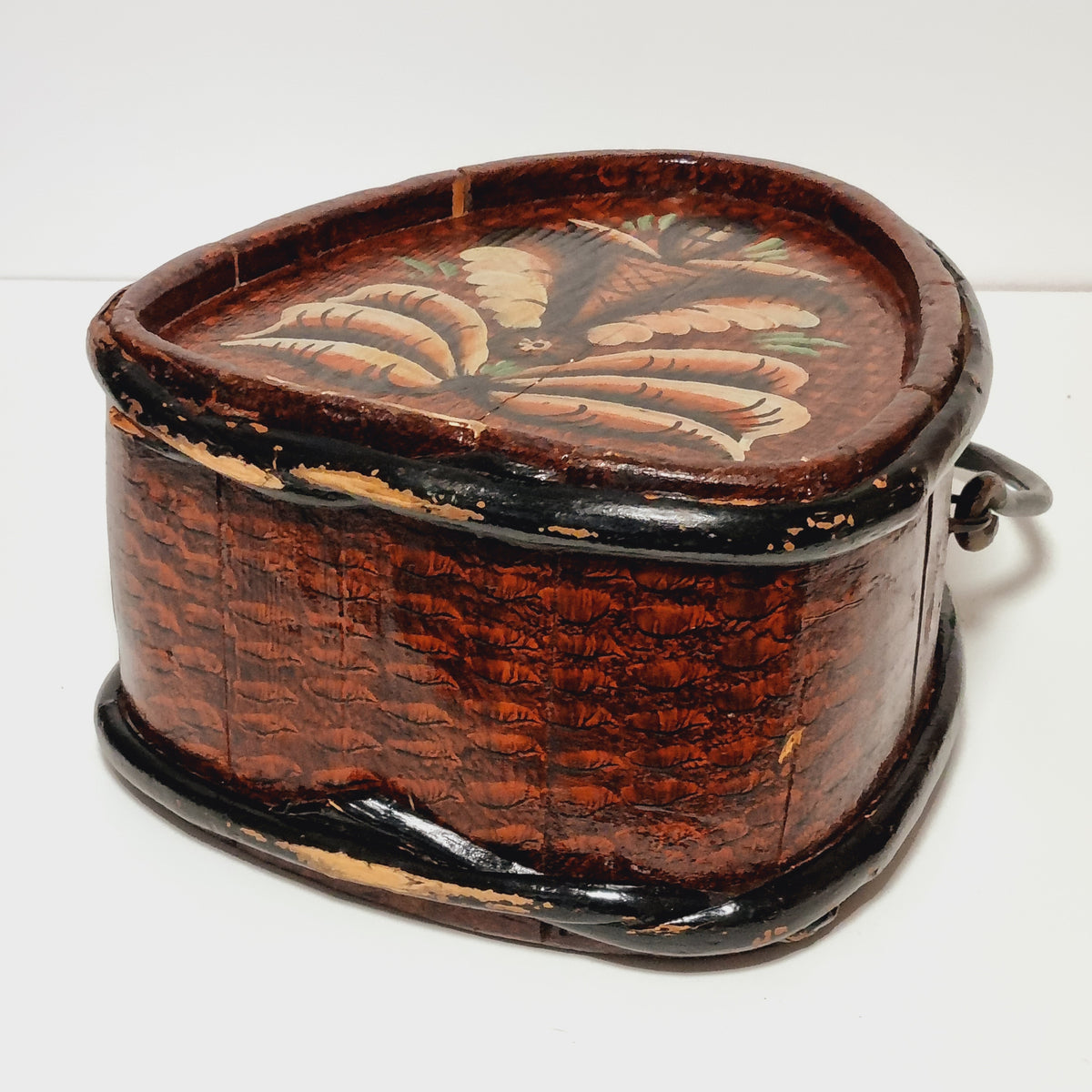 Acanthus scrolls and carved DP 1828 panel on Swedish wooden flask