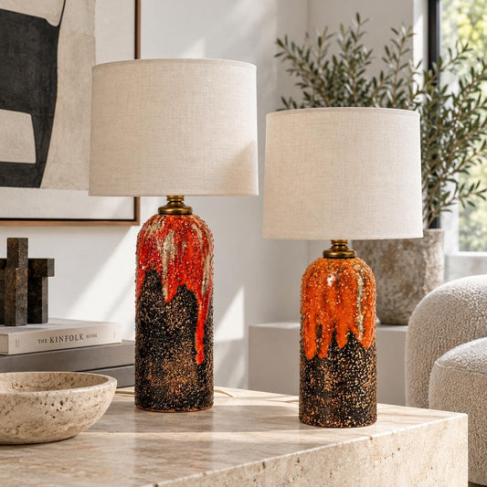 Pair of West German fat lava ceramic table lamps, 1970s, UK 74 – photo 2