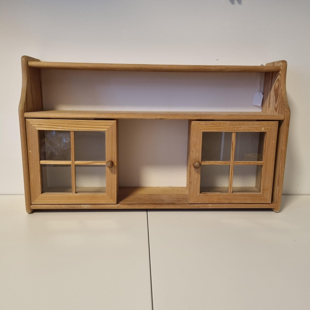 Swedish pine wall cabinet with sliding glass doors – photo 6