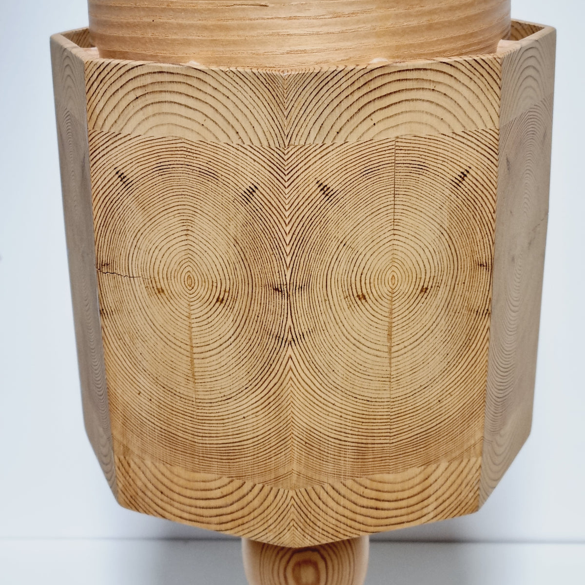 Growth ring pattern on inside of wooden lamp shade