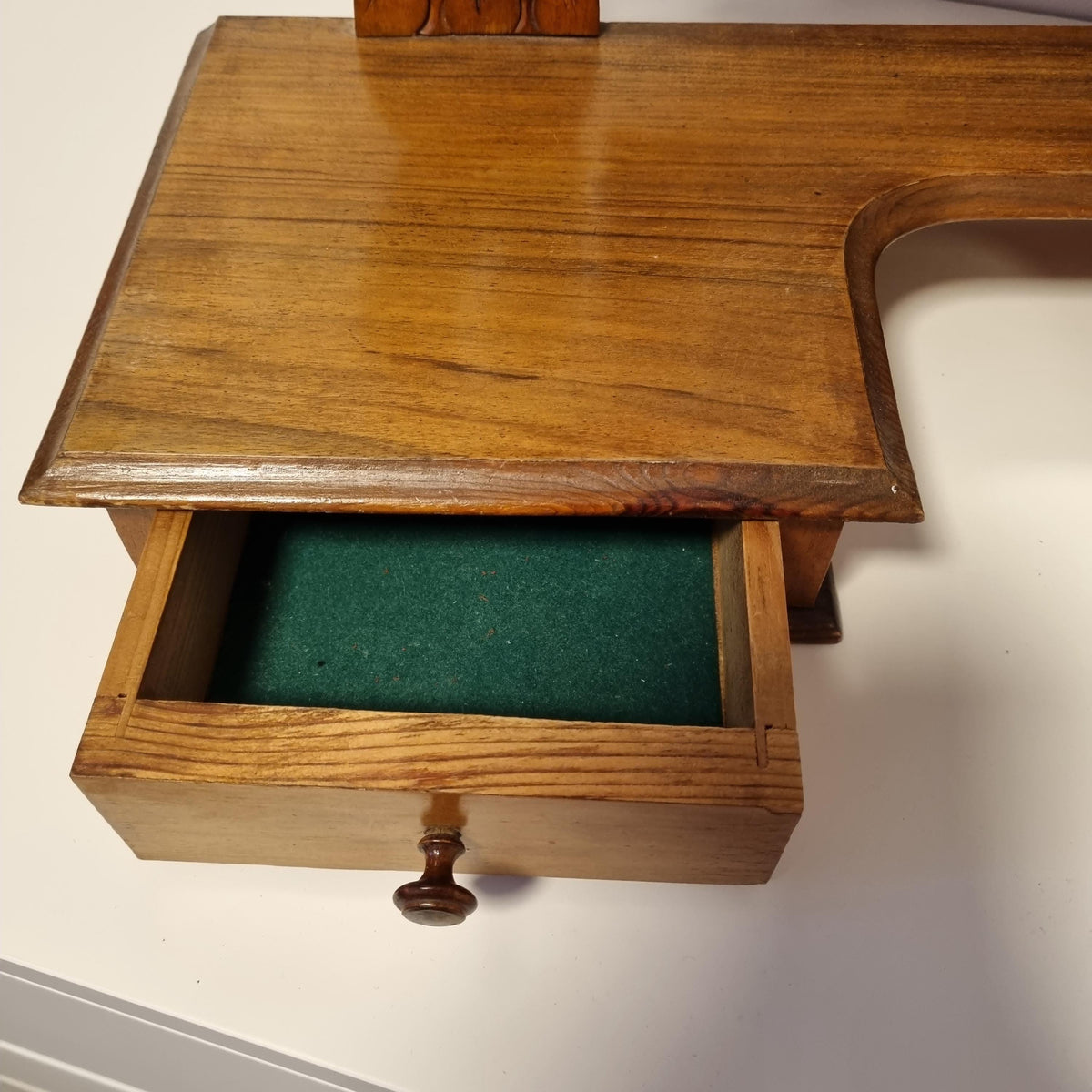 Antique carved walnut dressing table mirror with tilting mirror and drawer – photo 9