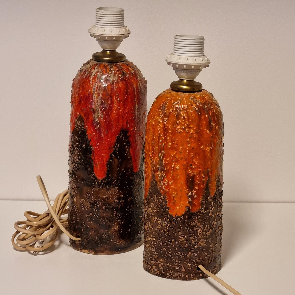 Pair of West German fat lava ceramic table lamps, 1970s, UK 74 – photo 3