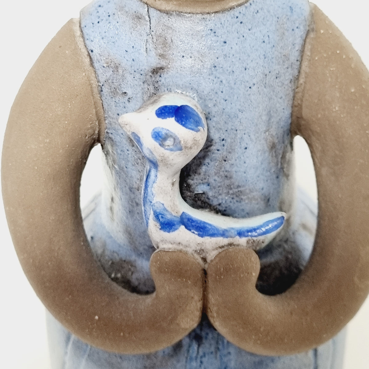 Elbogen Keramik girl figurine with bird, vintage Swedish pottery, photo 4