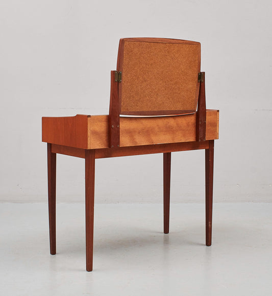 Mid-Century Scandinavian Teak Vanity with Mirror – 1950s/60s Danish Dressing Table