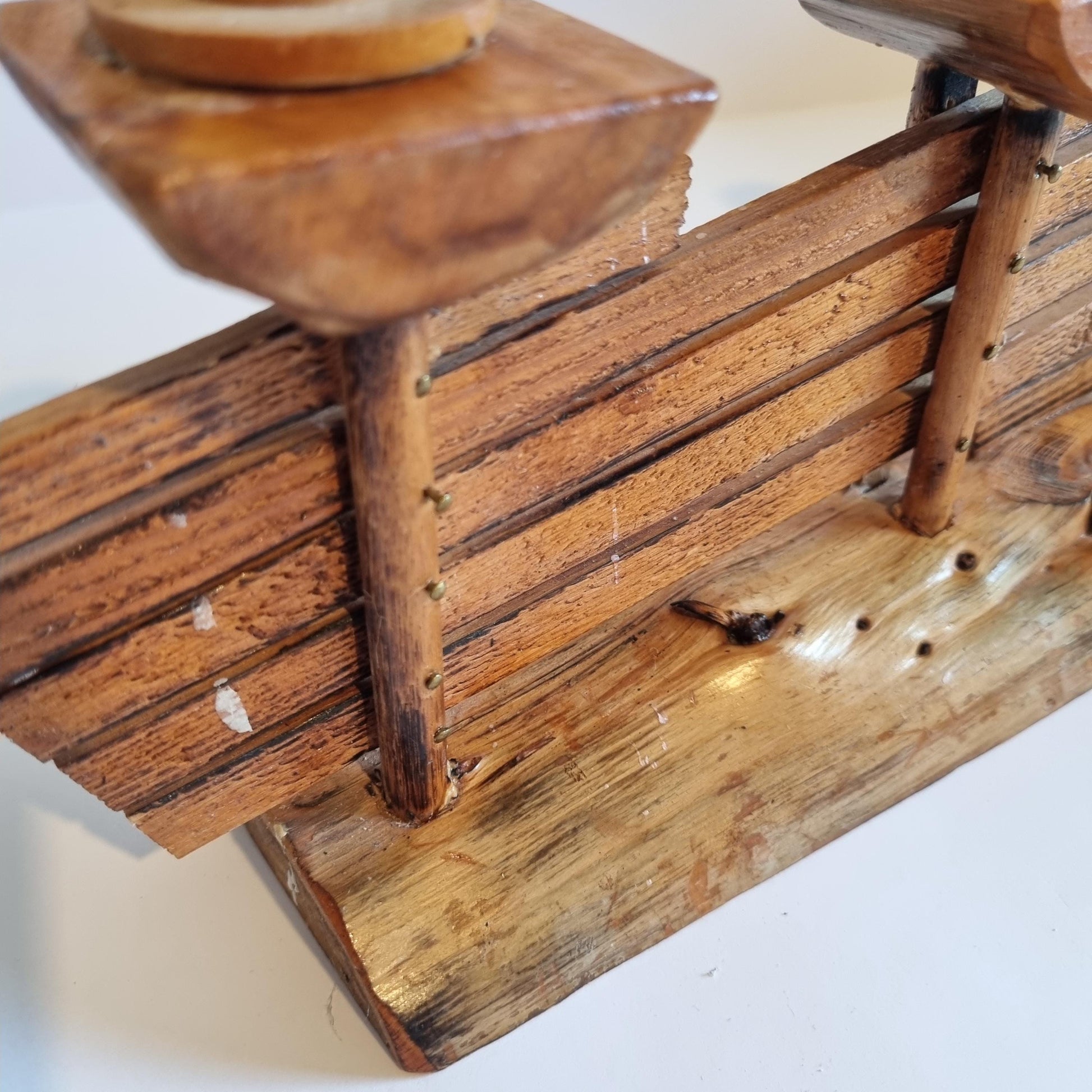Handmade Wooden Candle Holder: Rustic Scandinavian Fence Design with natural wood texture and detailed woodworking craftsmanship