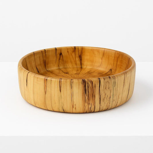 Hand-Turned Spalted Wood Bowl – Unique Artisan Piece with natural wood grain and smooth finish on white background