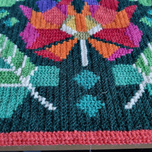 Vintage Handwoven Swedish Tapestry | Folk Floral Textile Art with vibrant colors and intricate handwoven floral design