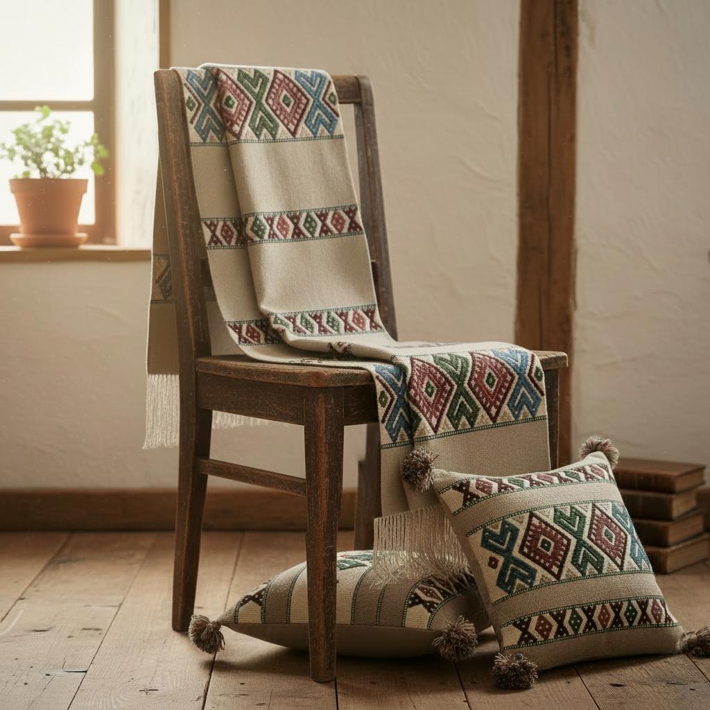 Scandinavian Table Runners & Cushion Covers, Folk Art Home Decor