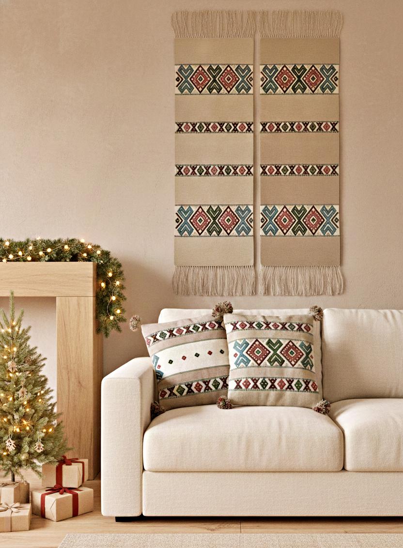 Scandinavian Table Runners & Cushion Covers, Folk Art Home Decor