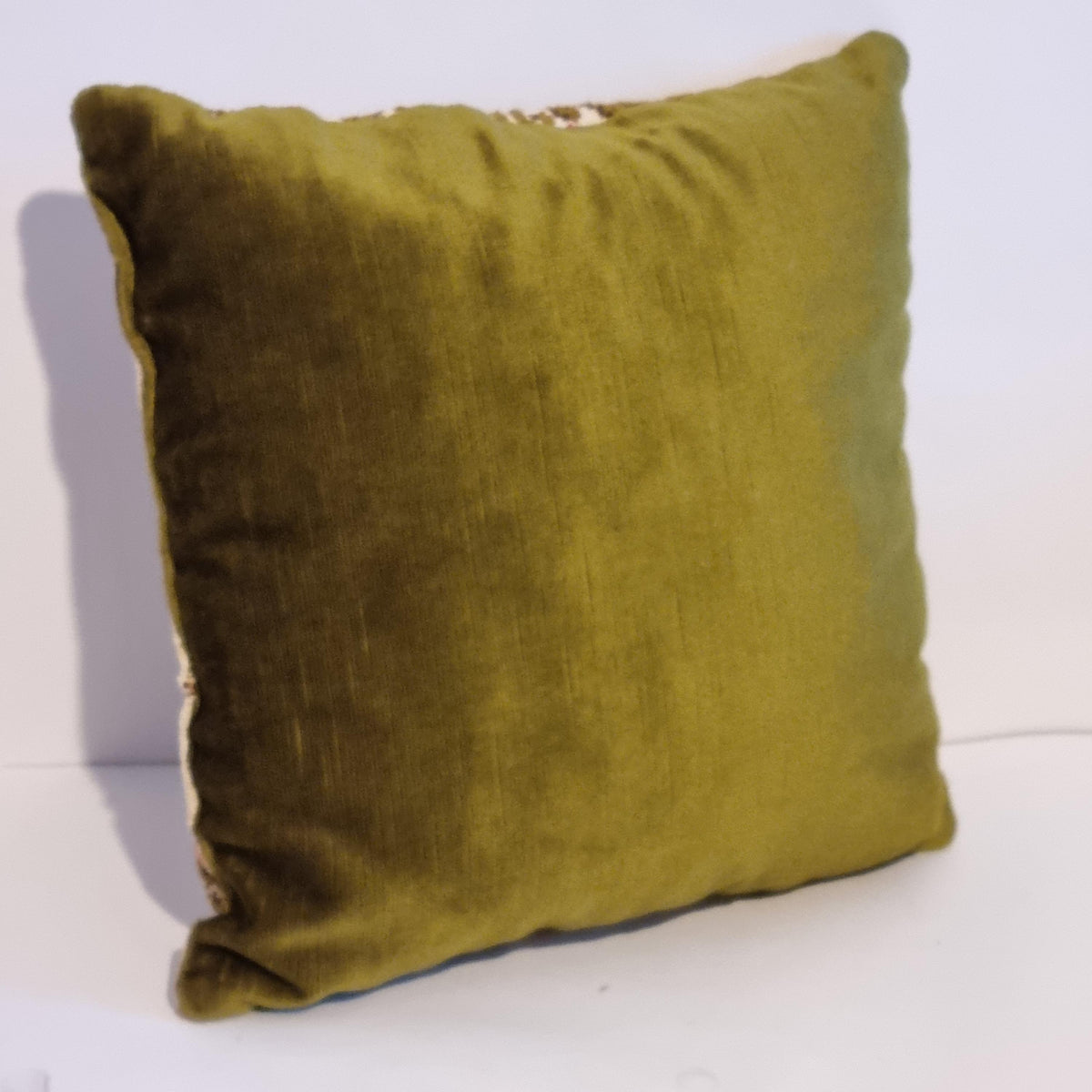 Antique Needlepoint Cushion – Ornate Folk Embroidery Pillow in Warm Earthy Tones