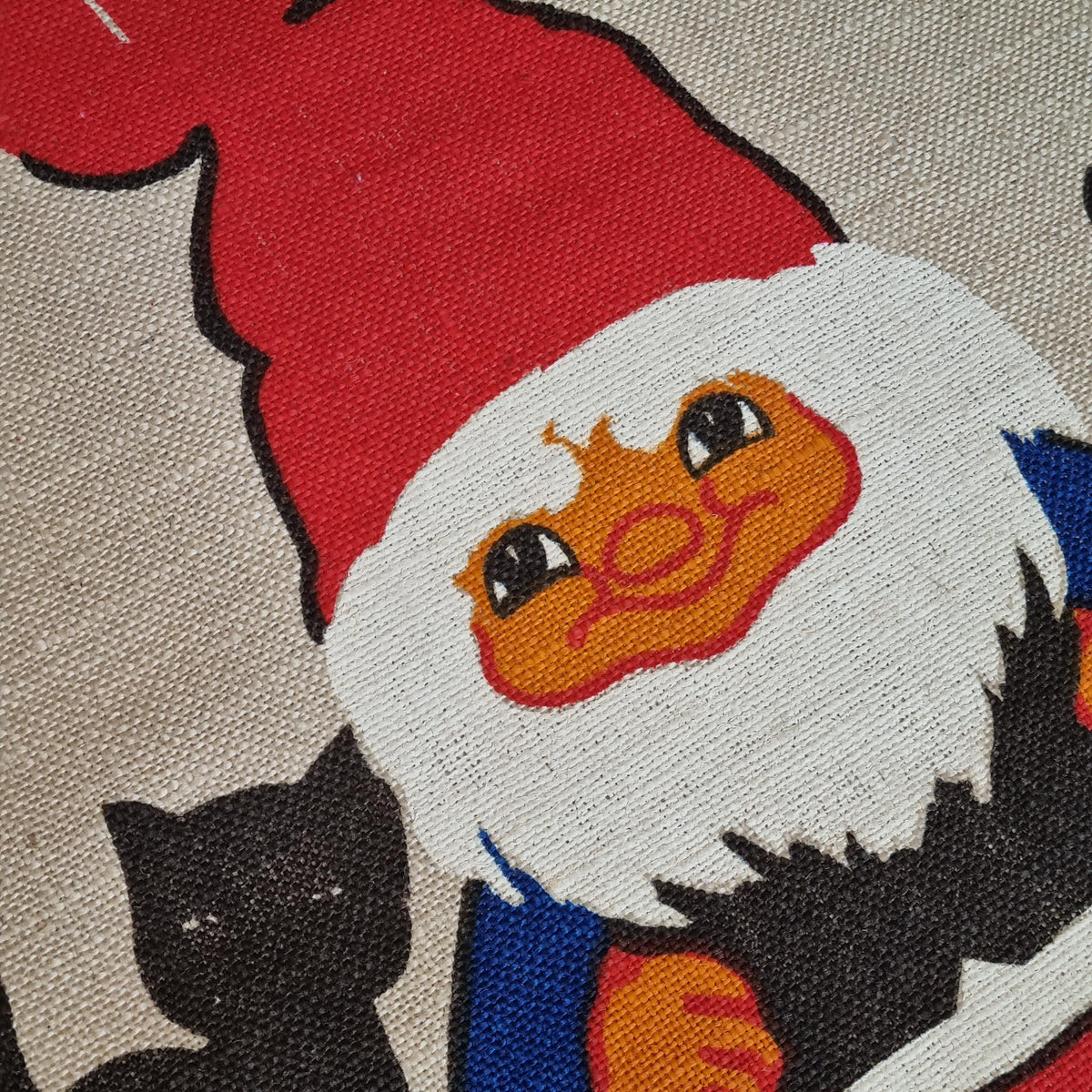 Swedish Tomte Christmas Wall Hanging Burlap Gnome Nordic Folk Art Vintage Sweden