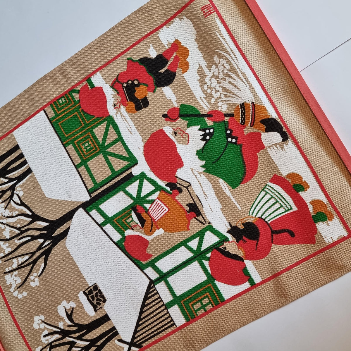 Swedish Tomte Christmas Wall Hanging Burlap Gnome Nordic Folk Art Vintage Sweden