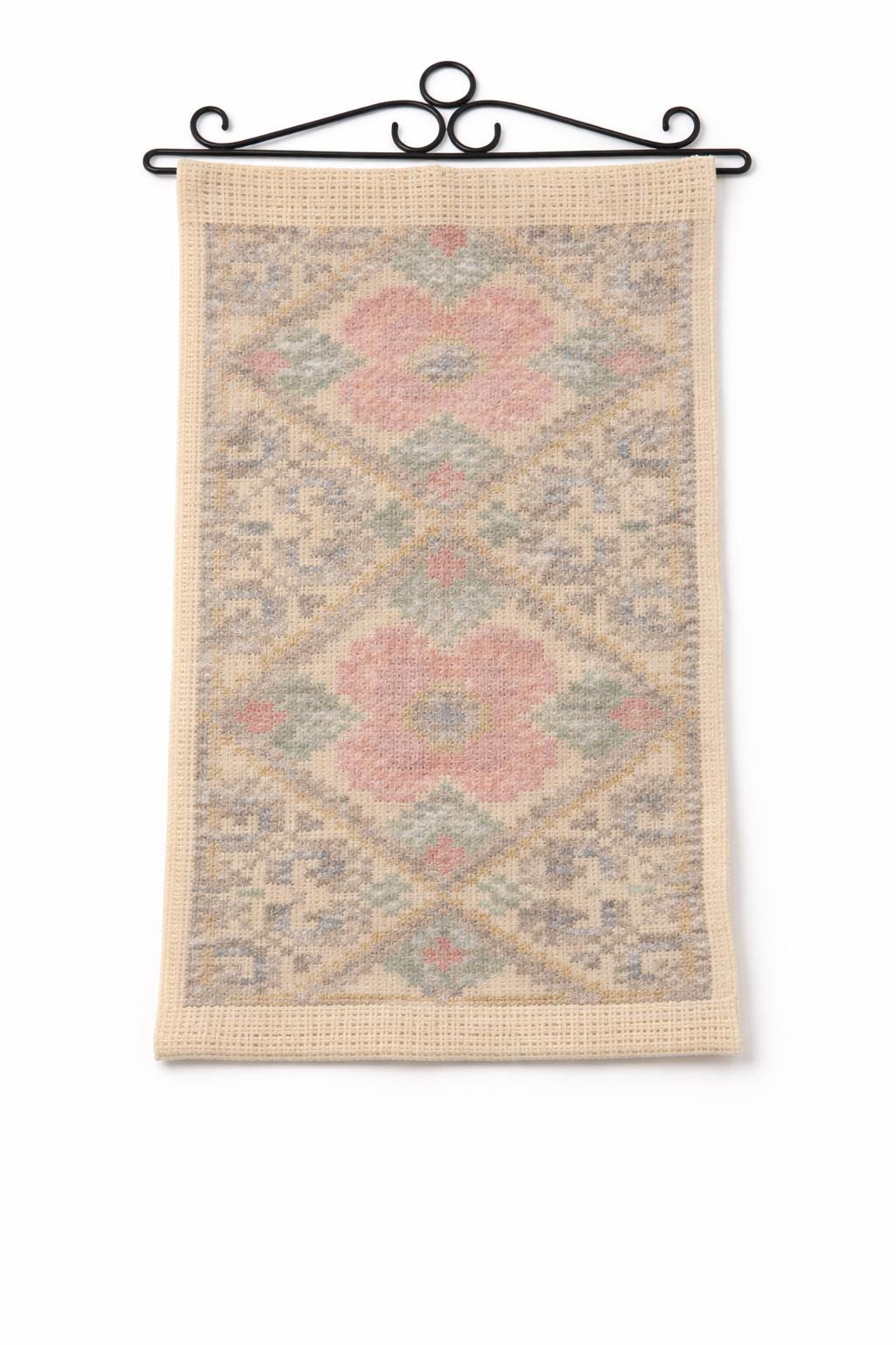 Needlepoint Wall Hanging Table Runner Set Floral Folk Art Cross Stitch Sweden