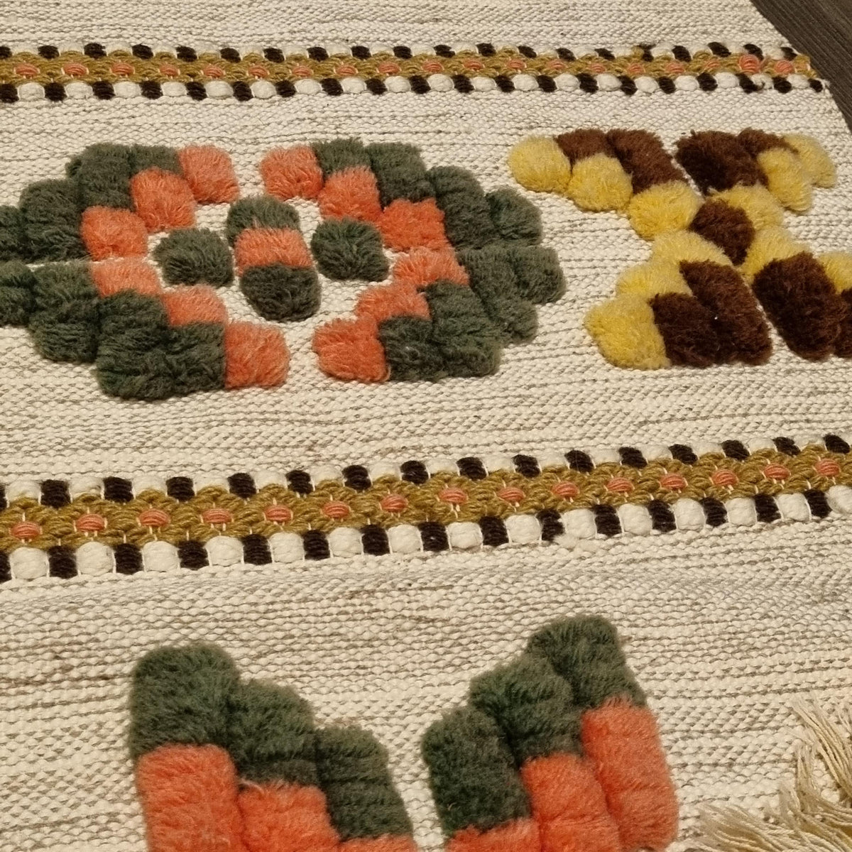 Wool Runner and Cushion Cover Set –Handwoven  Boho Geometric Swedish Folk Art Decor