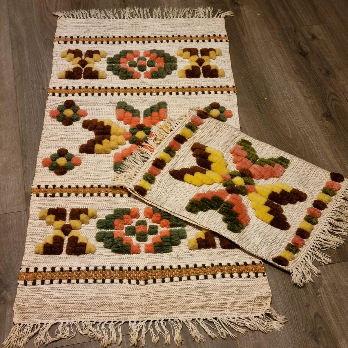 Wool Runner and Cushion Cover Set –Handwoven  Boho Geometric Swedish Folk Art Decor