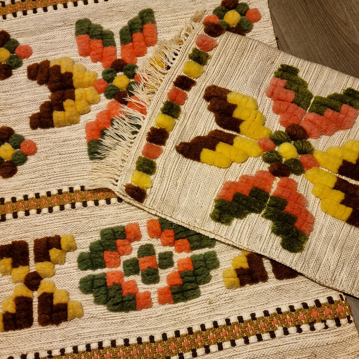 Wool Runner and Cushion Cover Set –Handwoven  Boho Geometric Swedish Folk Art Decor