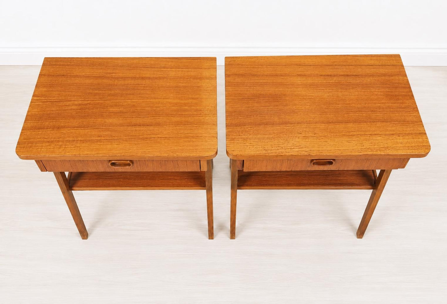 Pair Vintage Teak Nightstands, Mid Century Modern Bedside Tables, Danish Beech Furniture