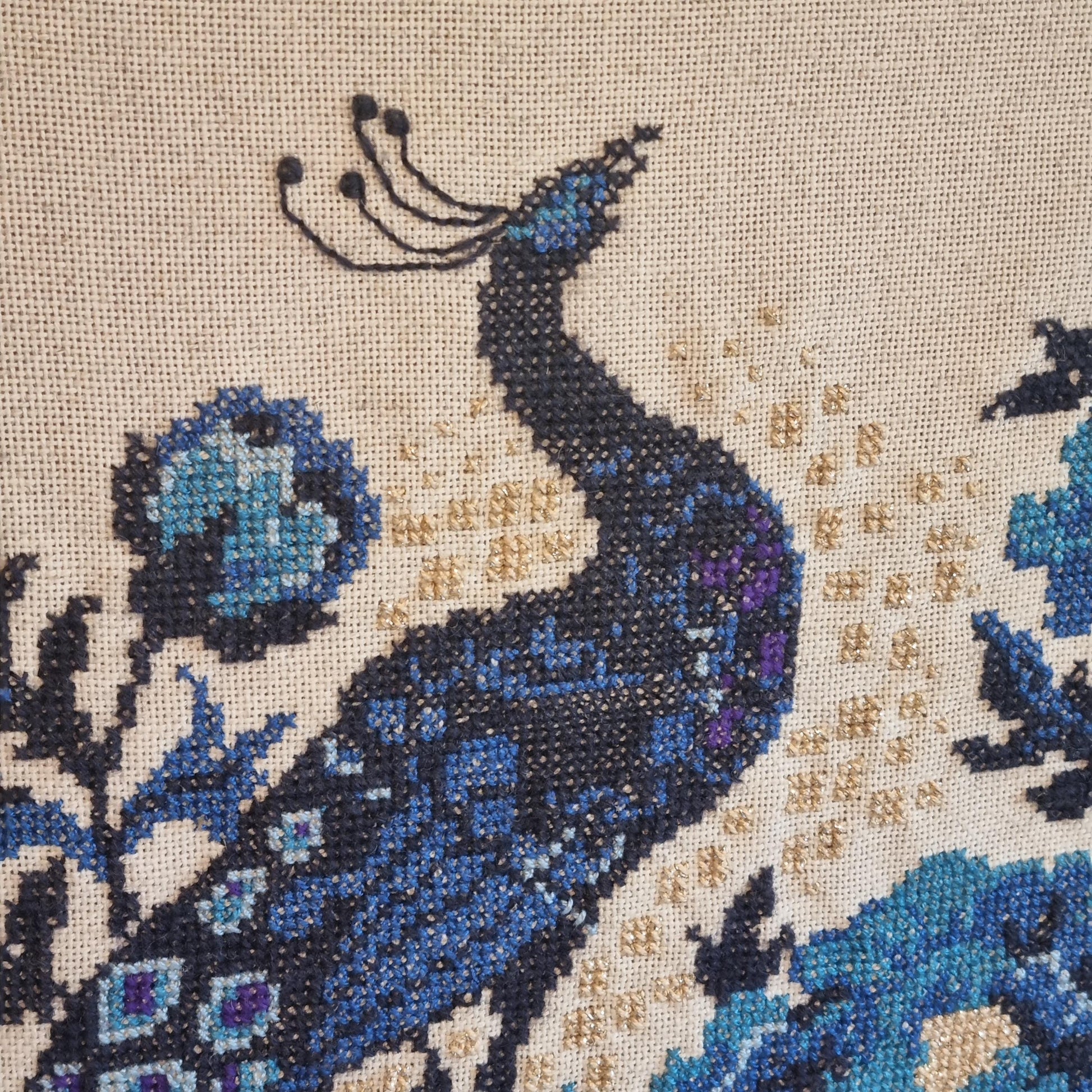 Embroidered Peacock Vintage Textile Wall Art, Scandinavian Folk Art Panel 1960s