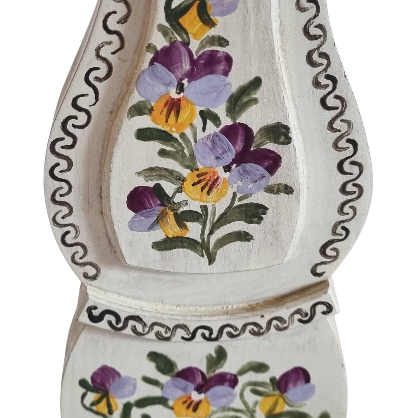 Miniature Mora Clock with Pansy Flowers, Hand Painted Swedish Folk Art Mantel Clock,  Gustavian Style Decor