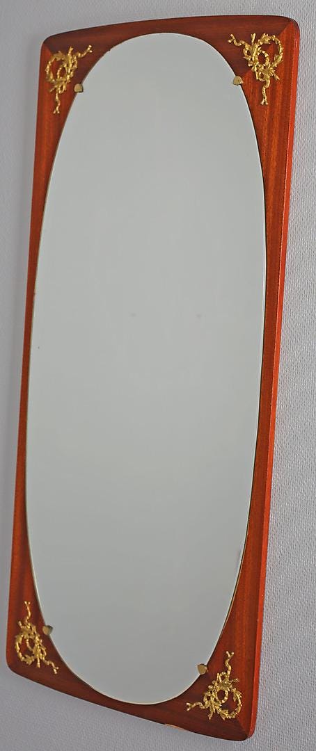 Danish Teak Mirror, Mid Century Hallway Wall Mirror, 1960s Scandinavian Entryway Decor, Teakwood Rectangular Frame, Vintage MCM Hall Piece