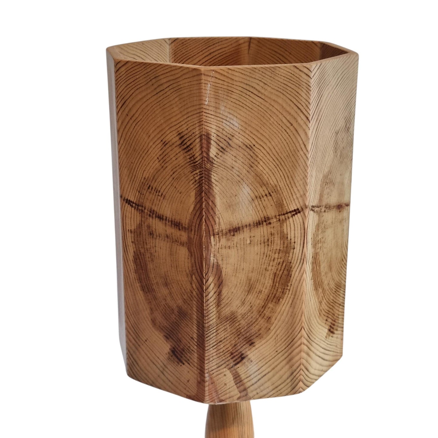 Leif Wikner Pine Wood Table Lamp: Signed Scandinavian Mid-Century Modern Design
