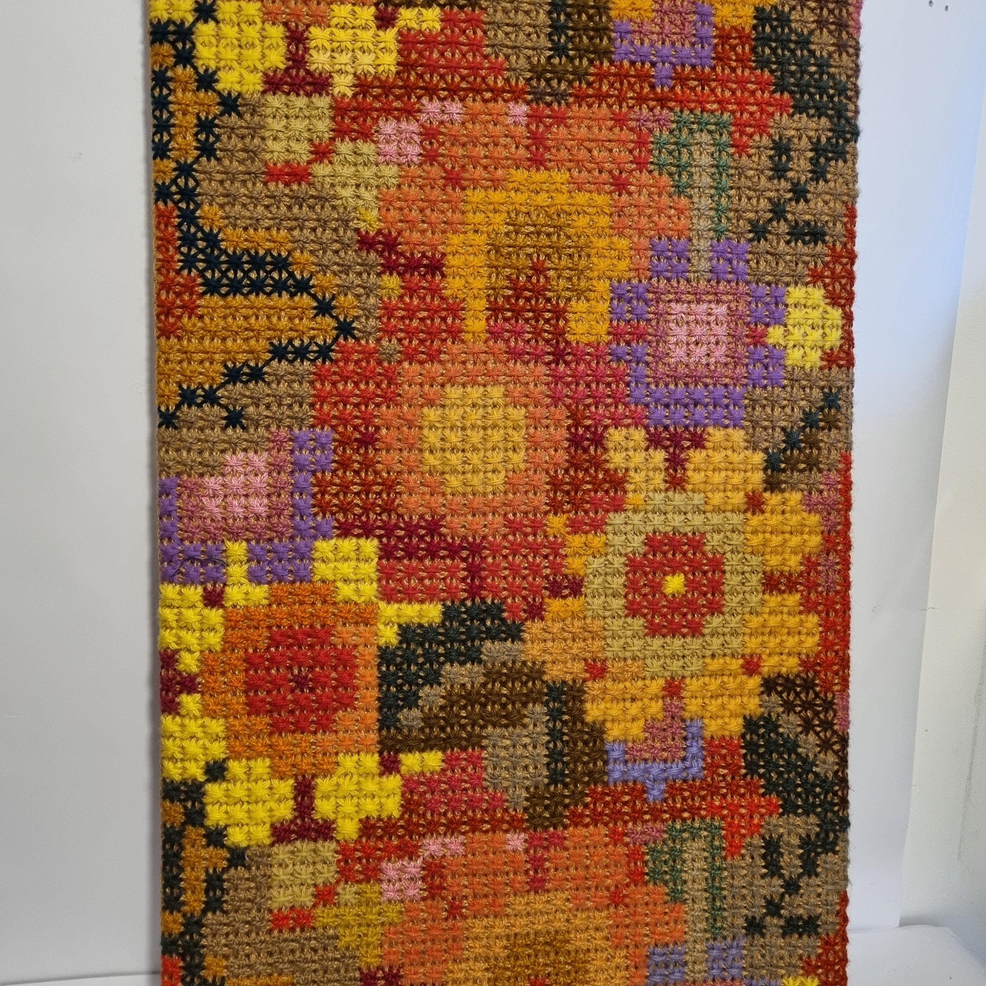 Framed Boho Geometric Needlepoint Tapestry Retro Wool Wall Art Sweden