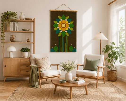 Vintage Scandinavian Needlepoint Floral Wall Art – Swedish Folk Textile – Mid Century Embroidery – Cottagecore Wall Decor