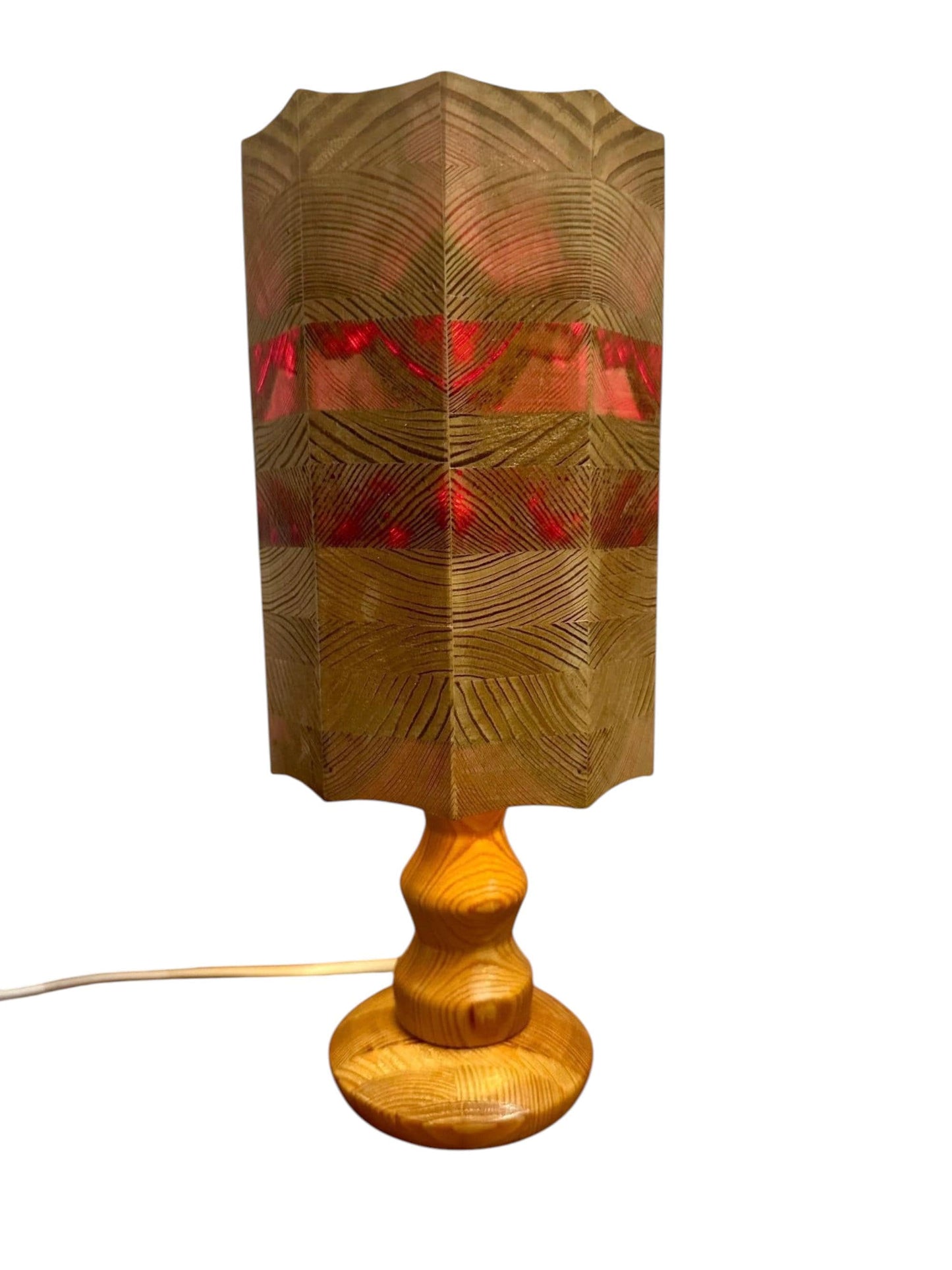 Leif Wikner Pine Wood Table Lamp: Signed Scandinavian Mid-Century Modern Design