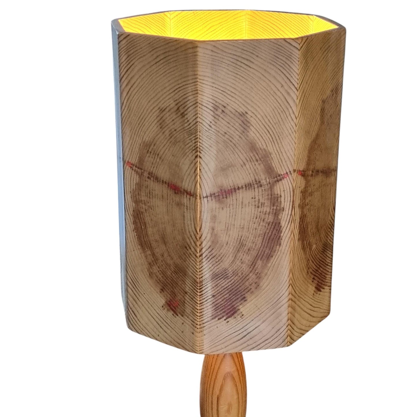 Leif Wikner Pine Wood Table Lamp: Signed Scandinavian Mid-Century Modern Design