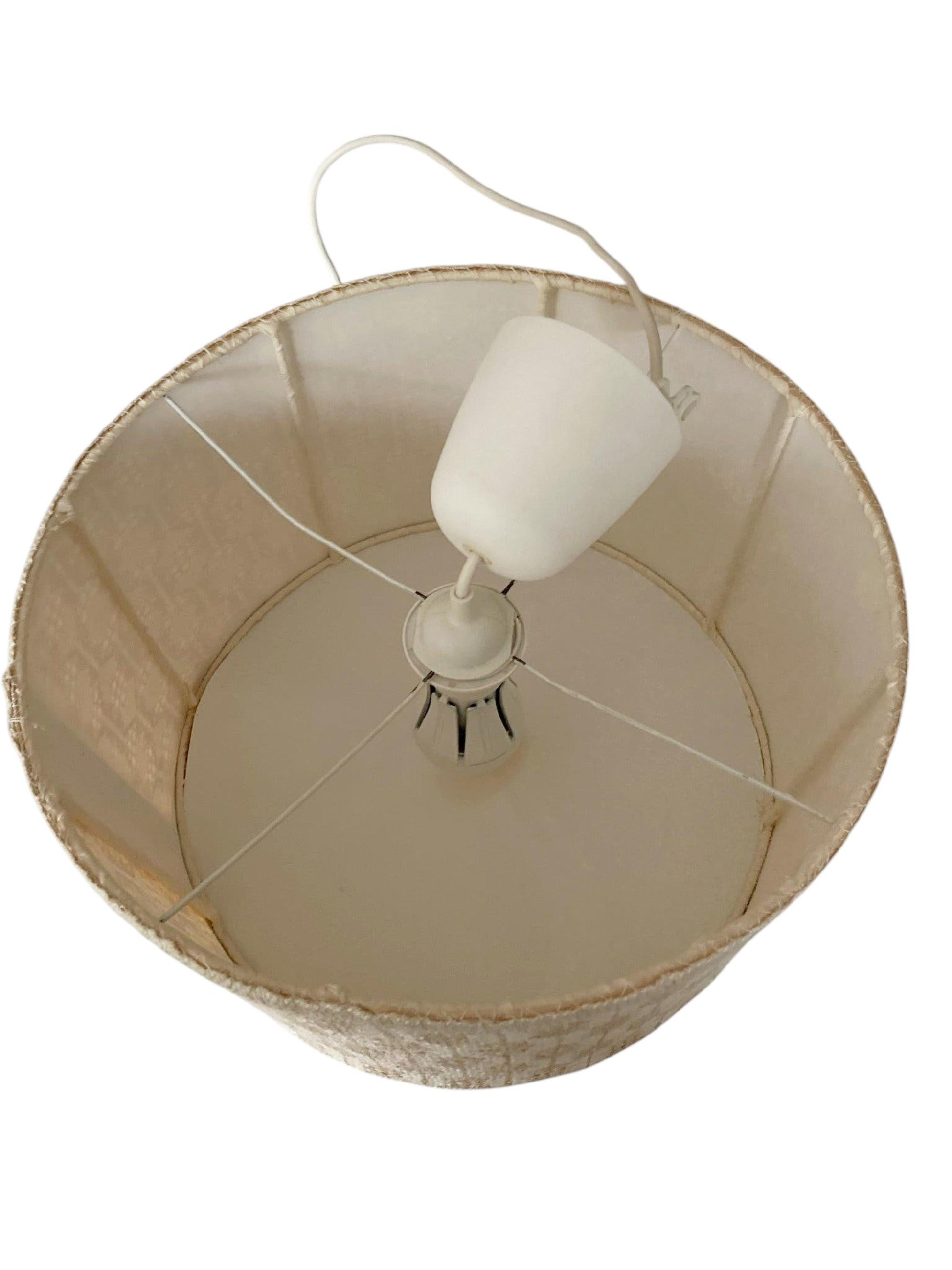 Scandinavian Crochet Pendant Light, Vintage Swedish Ceiling Lamp, Traditional "Näversöm" Handmade Textile Lace Shade