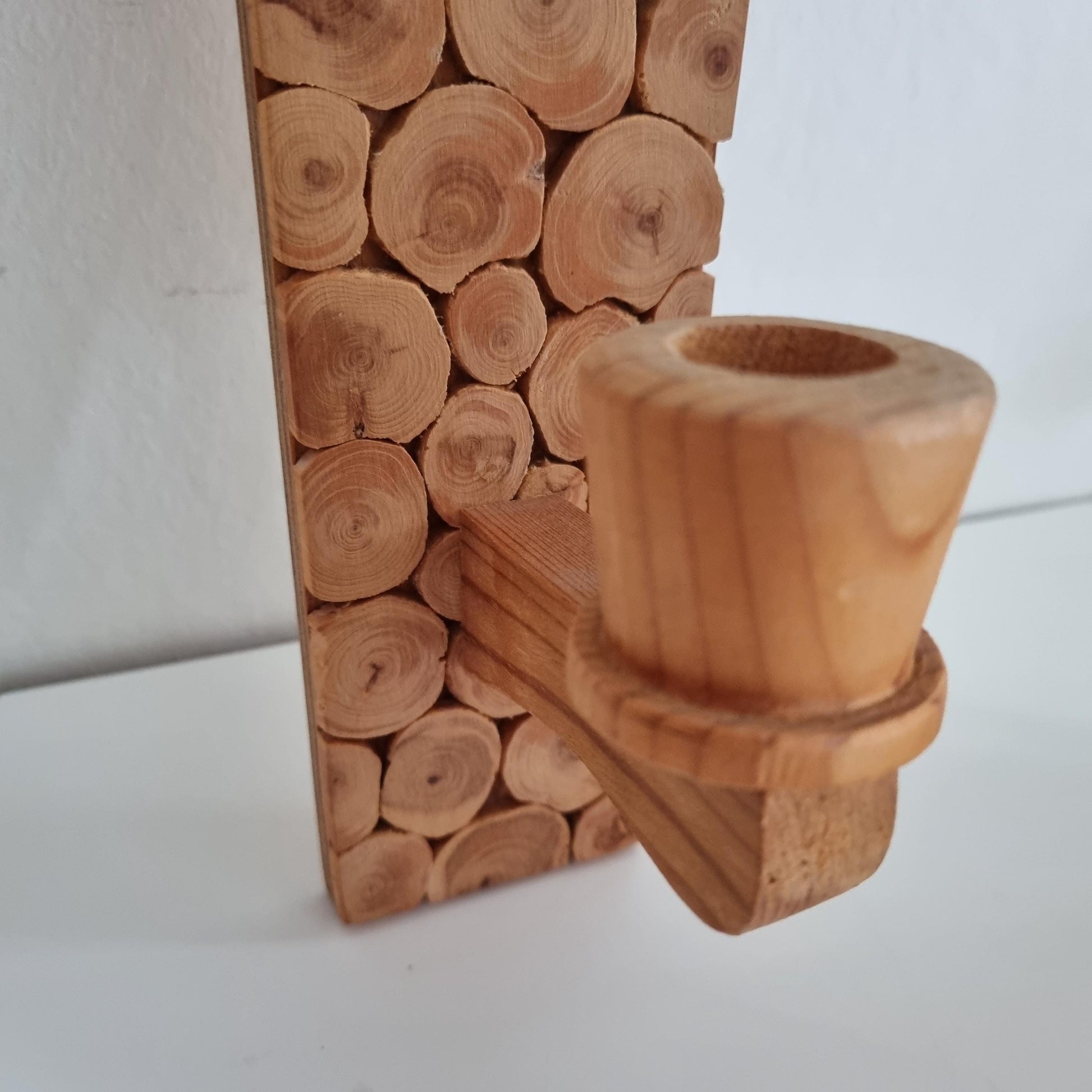 Vintage Swedish Sliced Wood Lamp Set with  Scandinavian handmade Crochet  Lace Shade