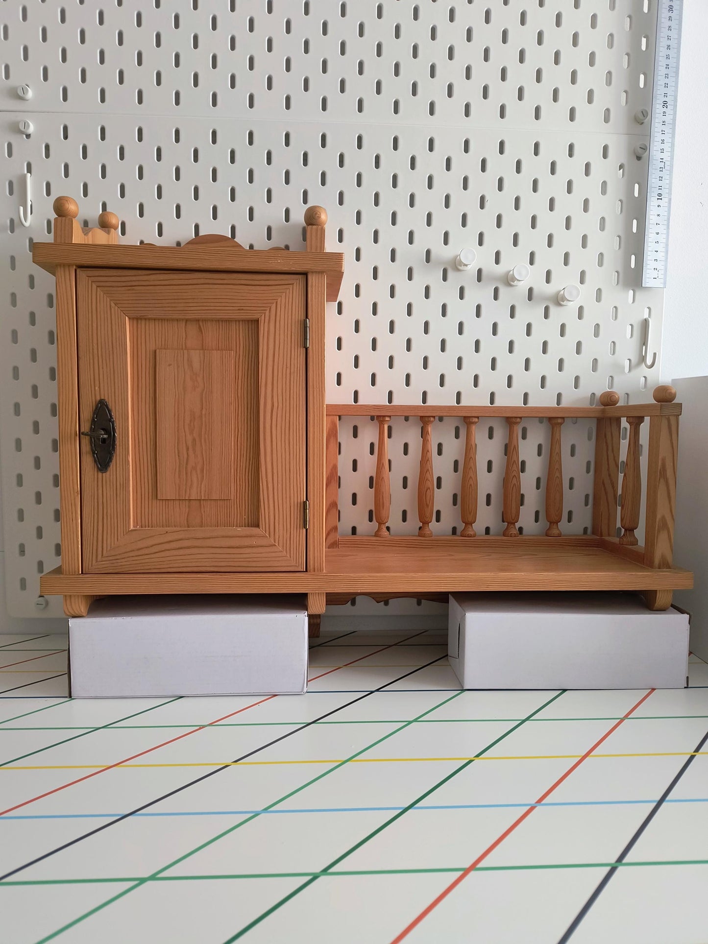 Vintage Scandinavian Pine Wall Cabinet | Rustic Farmhouse Kitchen Shelf | Swedish Wall Cupboard | Nordic Country Kitchen Storage