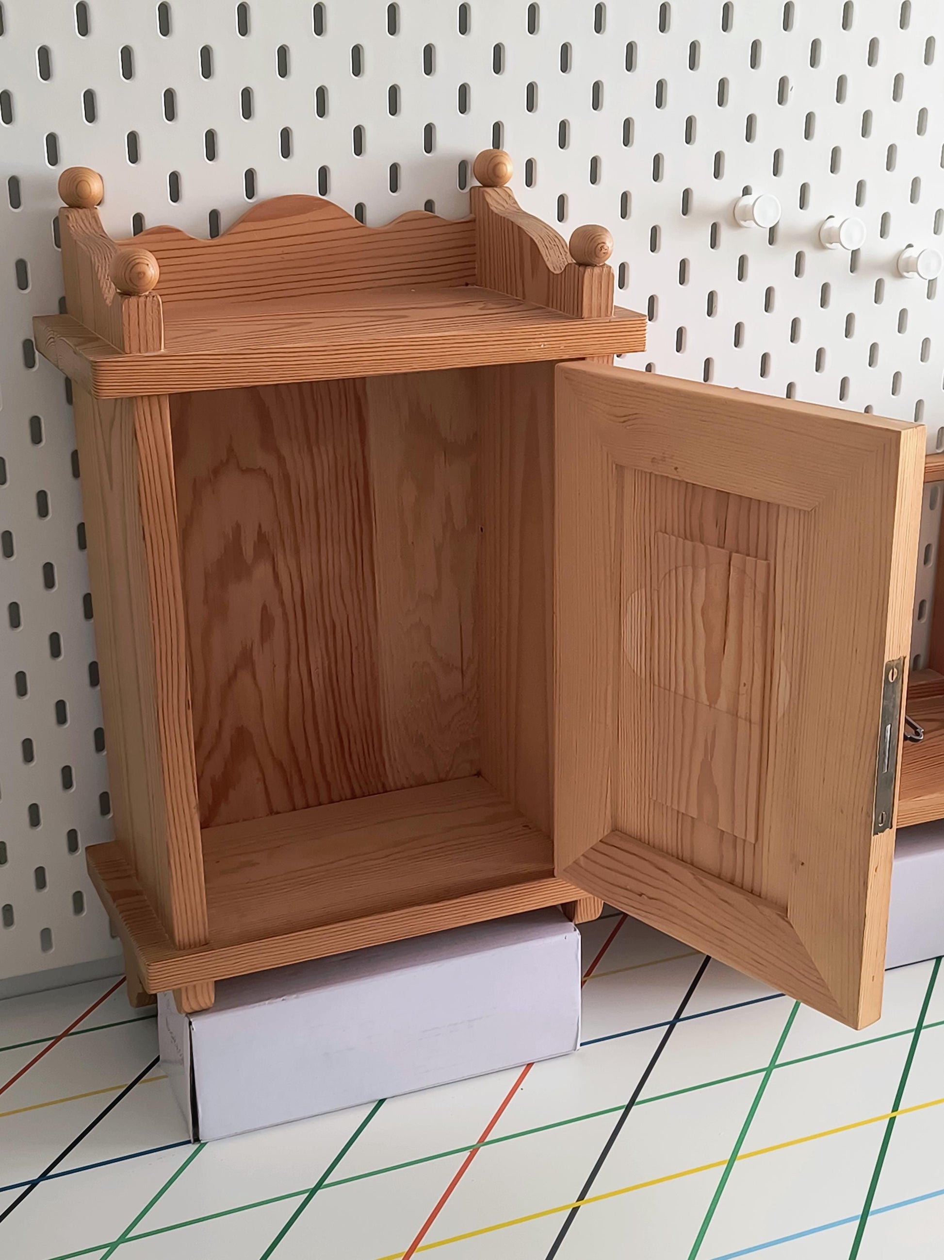 Vintage Scandinavian Pine Wall Cabinet | Rustic Farmhouse Kitchen Shelf | Swedish Wall Cupboard | Nordic Country Kitchen Storage