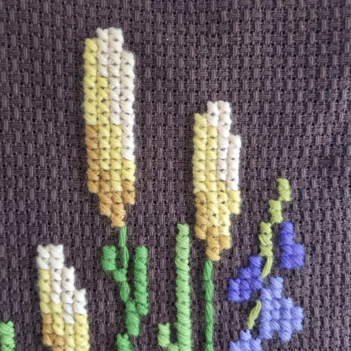Floral Needlepoint Wall Hanging – Hand Embroidered Swedish Textile – Scandinavian Folk Decor