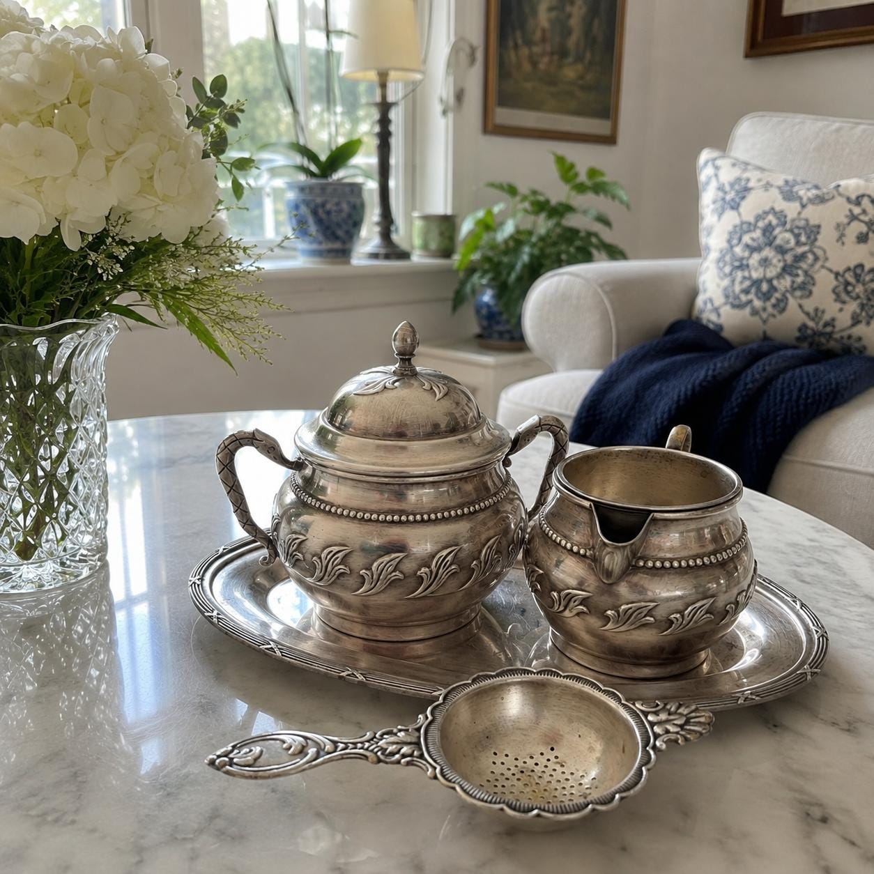 Vintage Gustaf Eriksson Eskilstuna Silver Plated Tea Set | Sweden, c. 1950s