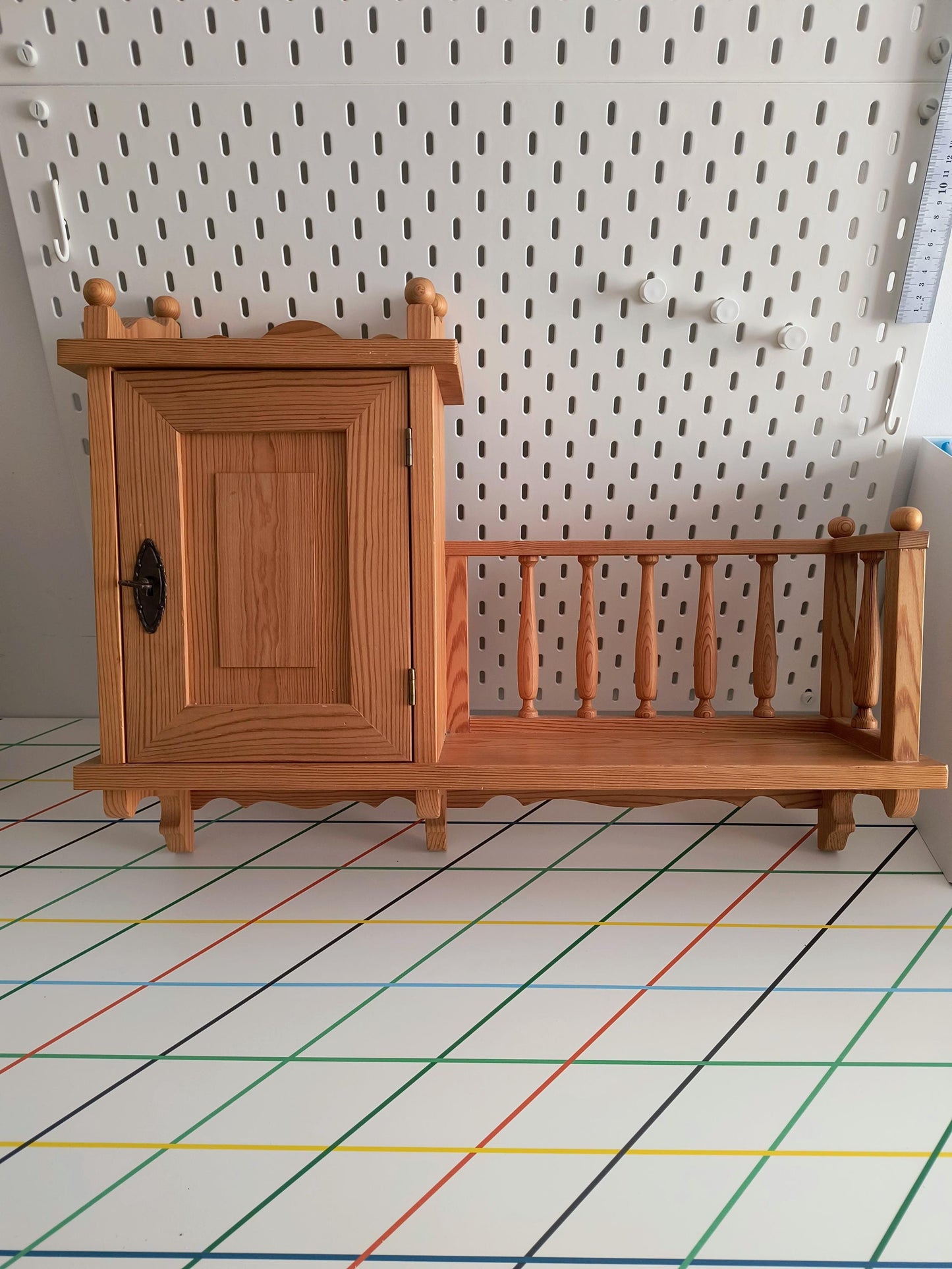 Vintage Scandinavian Pine Wall Cabinet | Rustic Farmhouse Kitchen Shelf | Swedish Wall Cupboard | Nordic Country Kitchen Storage