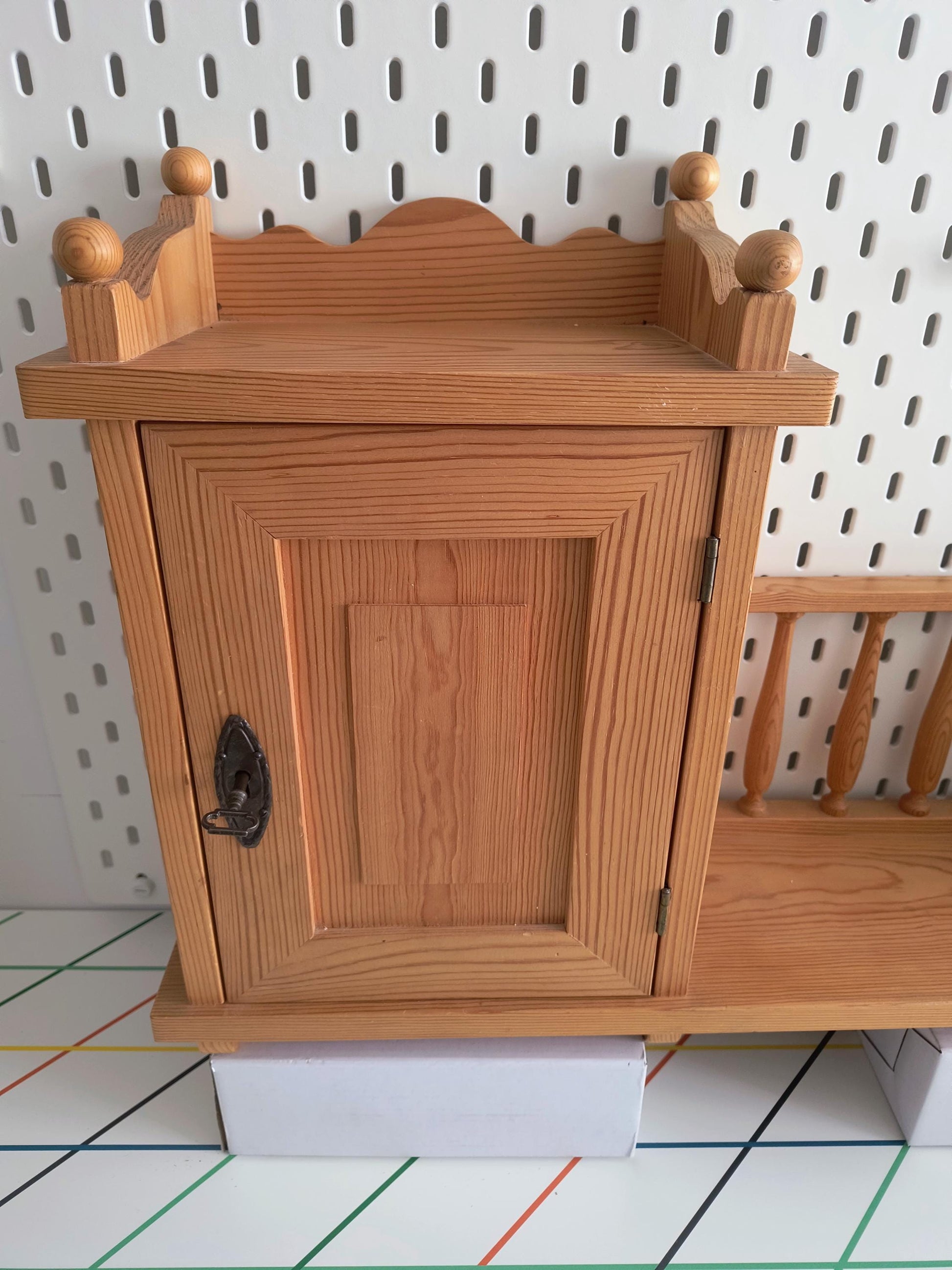 Vintage Scandinavian Pine Wall Cabinet | Rustic Farmhouse Kitchen Shelf | Swedish Wall Cupboard | Nordic Country Kitchen Storage