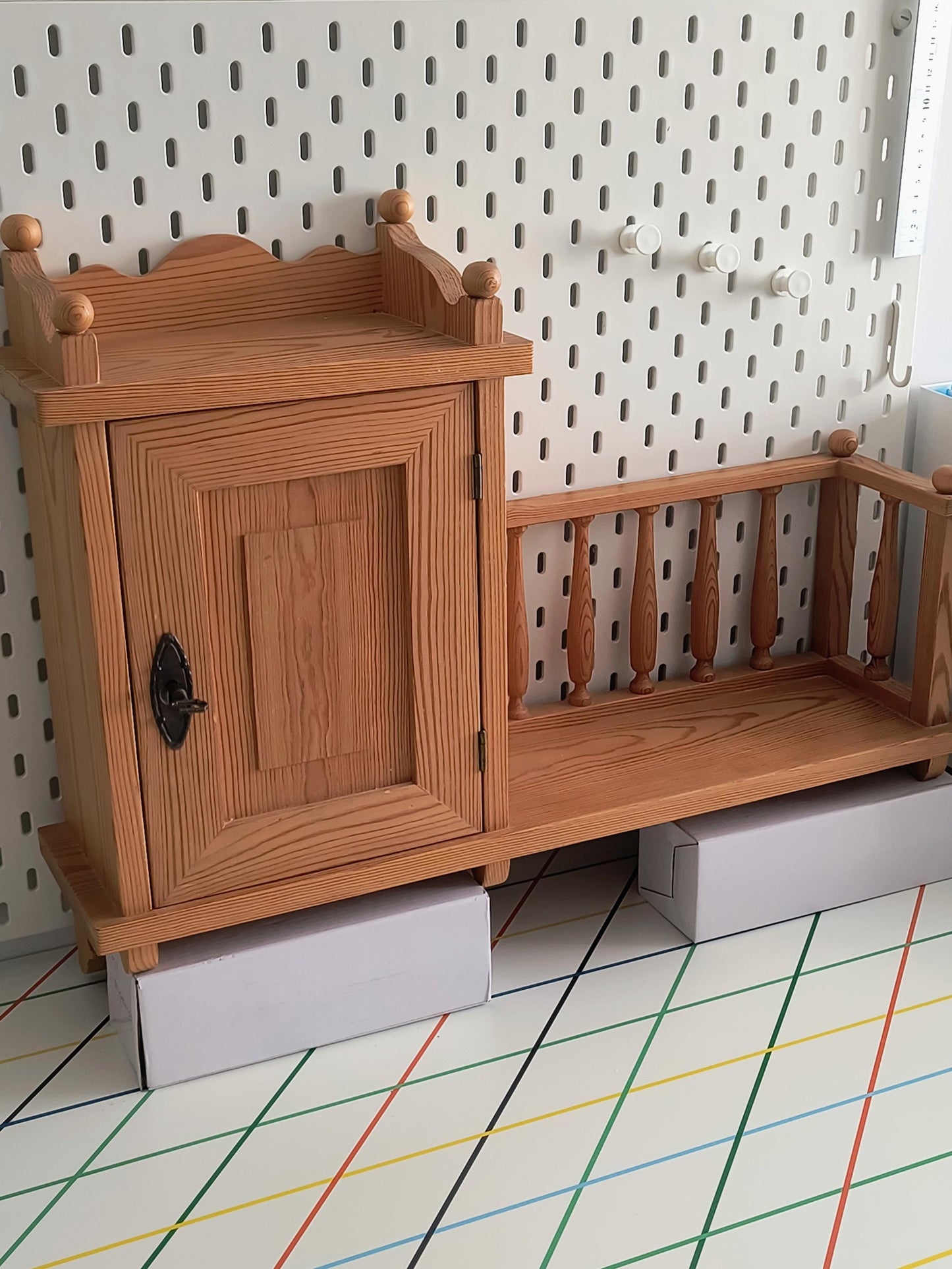 Vintage Scandinavian Pine Wall Cabinet | Rustic Farmhouse Kitchen Shelf | Swedish Wall Cupboard | Nordic Country Kitchen Storage