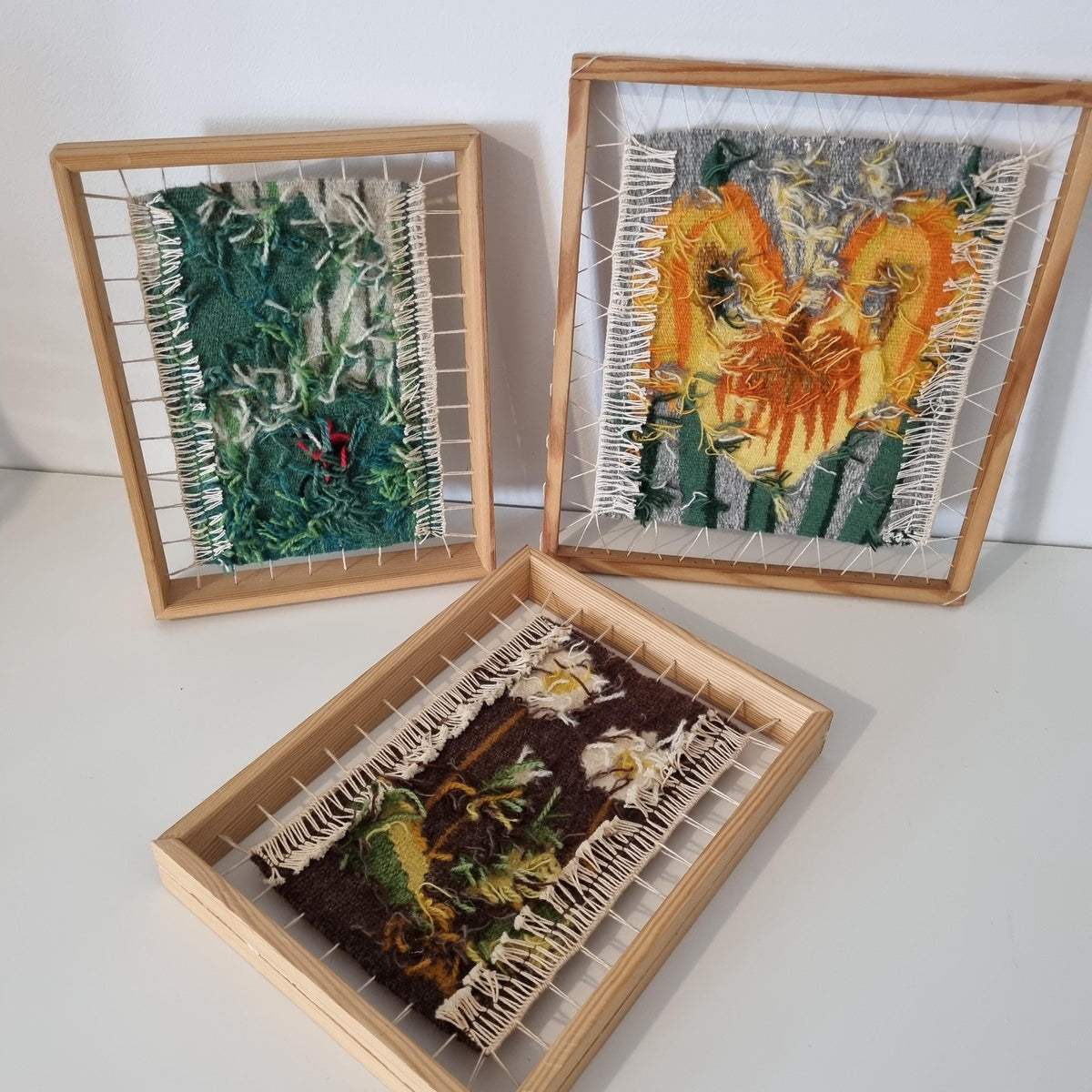 Set of 3 Vintage Swedish Handwoven Wool Tapestries – Flamskväv Flemish Weaving – Scandinavian Folk Art Textile Wall Deco