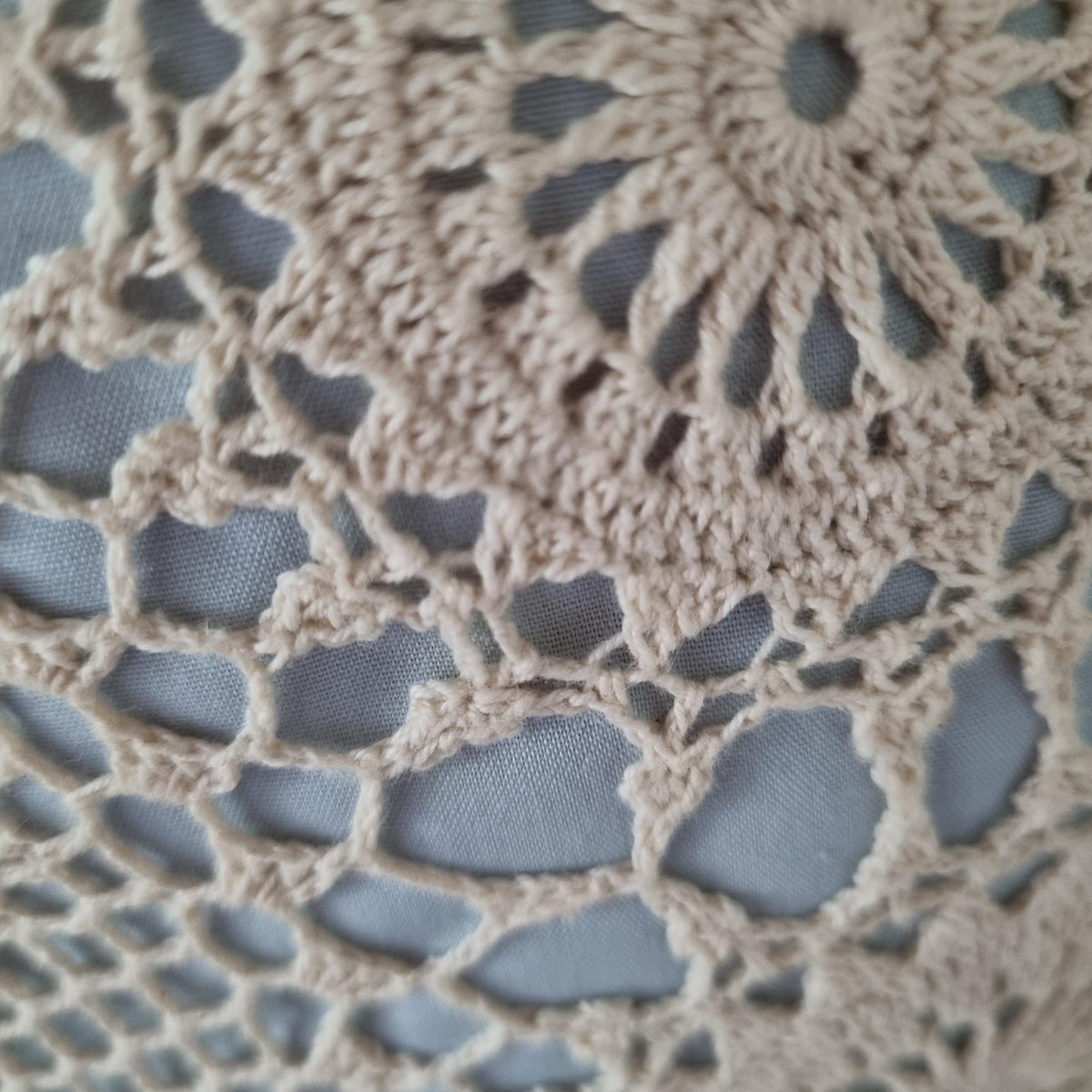 Crochet Lace Floral Cushion Pair, Romantic Farmhouse Shabby Chic Pillow