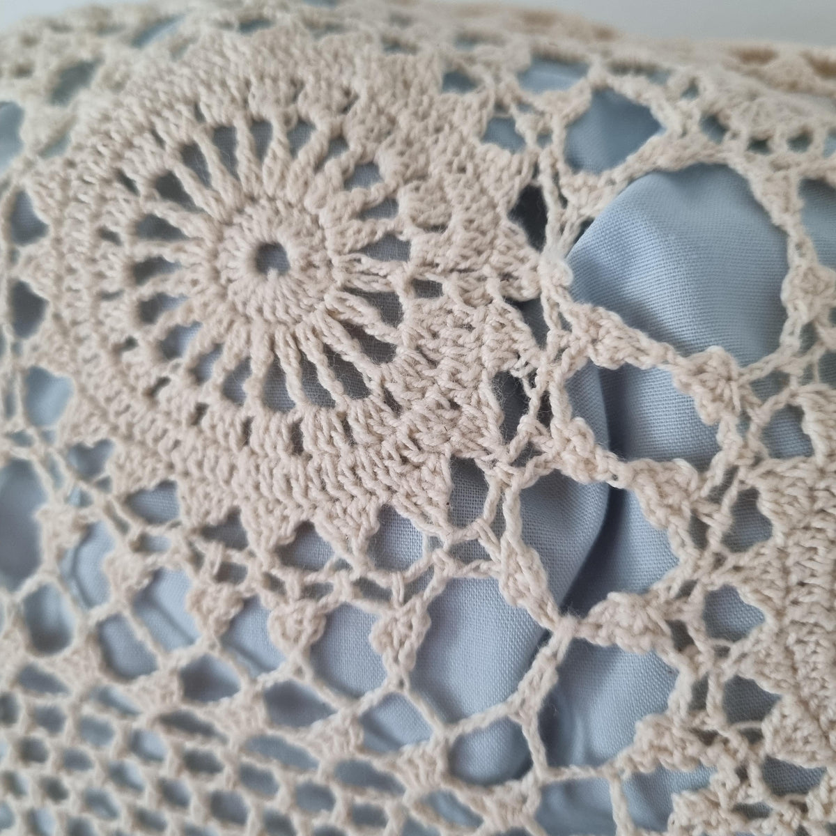Crochet Lace Floral Cushion Pair, Romantic Farmhouse Shabby Chic Pillow
