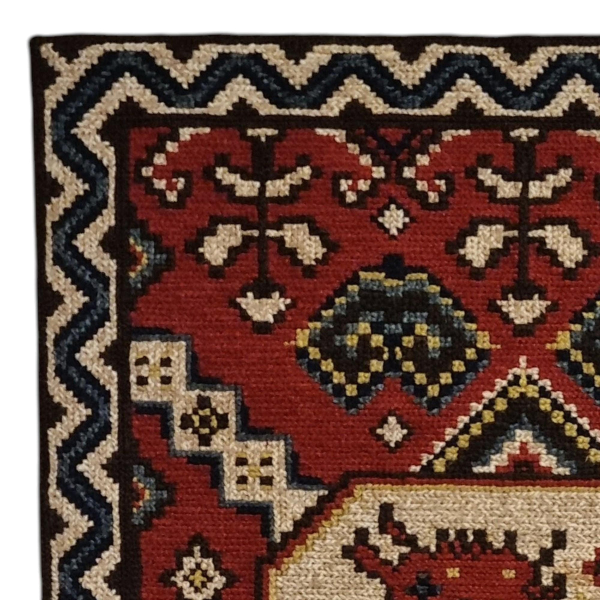 Red Winged Horse Needlepoint Wall Hanging – Swedish Folk Art Textile – Vintage Scandinavian Tvistsöm Tapestry with Metal Hanger