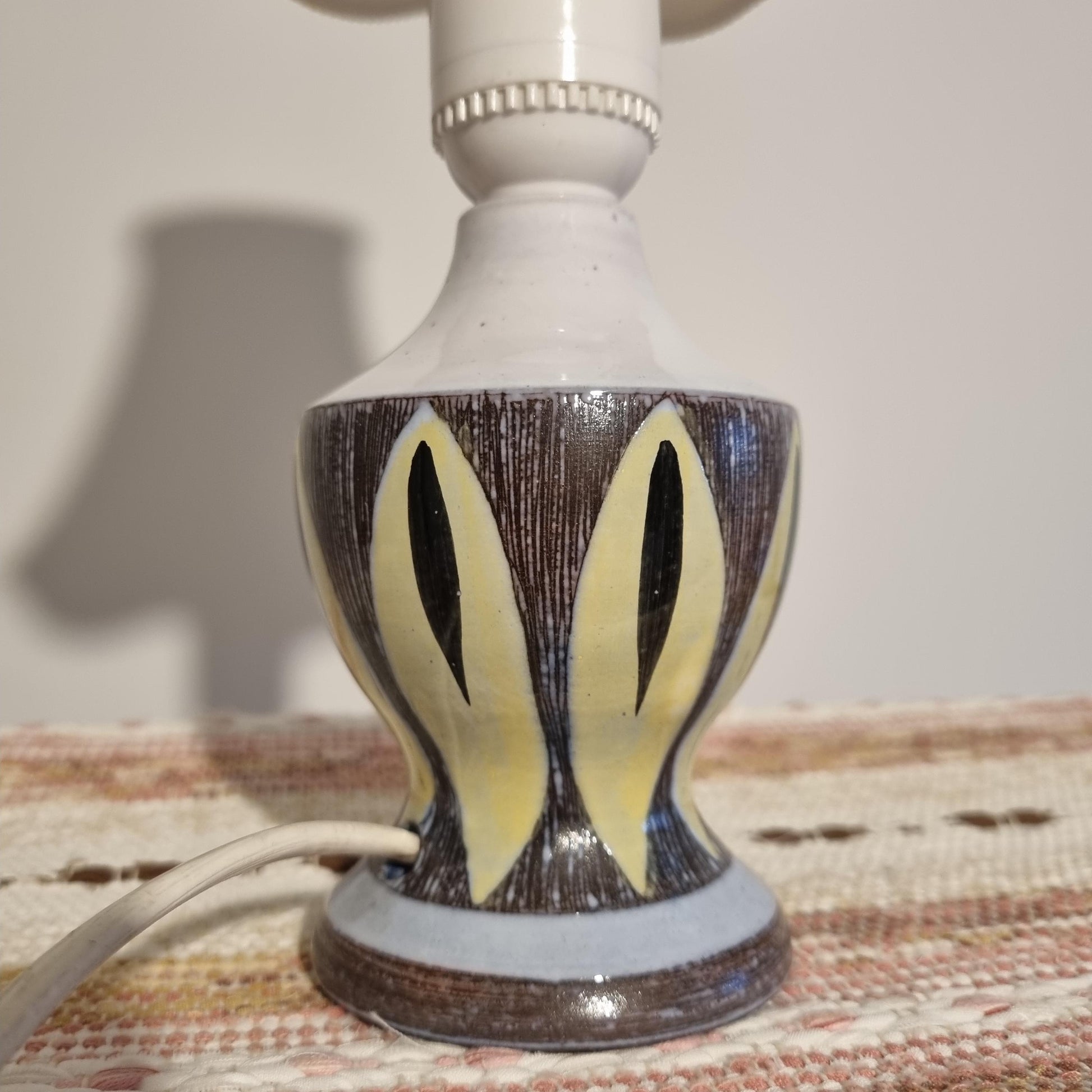 Hand-Painted Ceramic Table Lamp: Mid-Century Swedish Allingsås Style with authentic vintage charm and timeless Scandinavian design