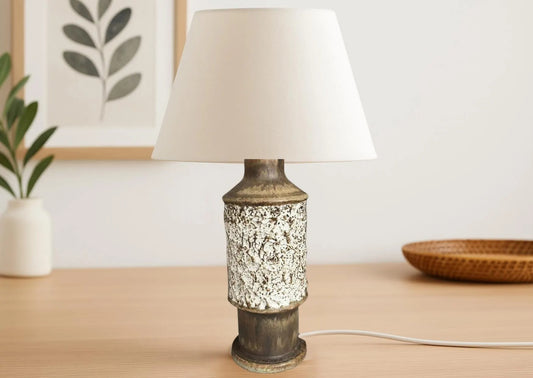 Brutalist Ceramic Table Lamp – Bruno Karlsson for EGO Stengods Atelje, Sweden 19 — vintage Scandinavian mid-century lamp, handmade in Sweden (view 2)