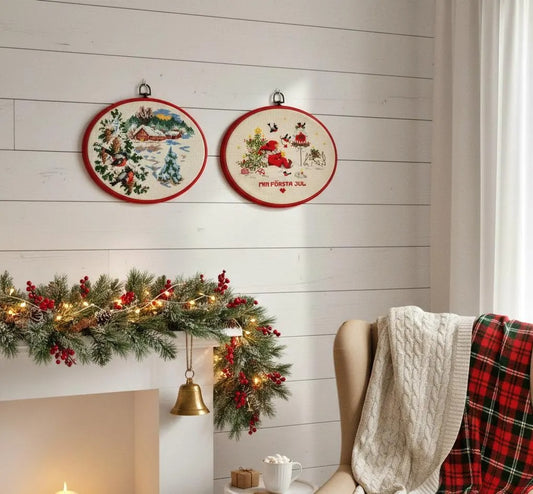 Vintage Scandinavian Christmas Embroidery Set – Santa Cross Stitch Wall Art, Nordic Holiday Decor with timeless charm