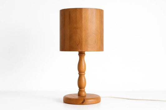 Scandinavian Pine Lamp – 1970s Rustic Nordic Lighting, authentic vintage vintage Scandinavian decor, timeless charm