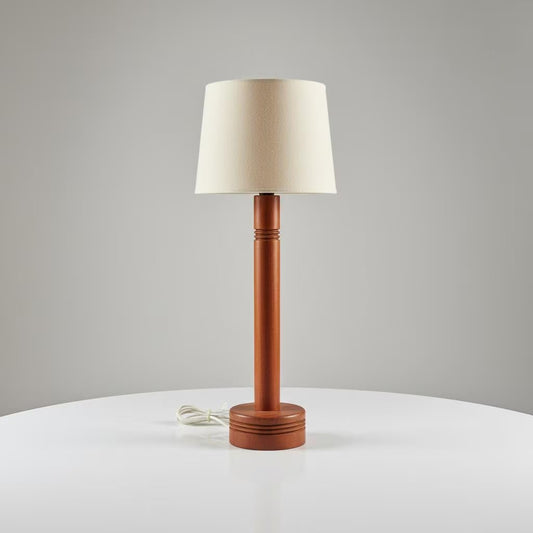 Vintage 1960s Teak Table Lamp with Original Shade – Mid-Century Scandinavian Minimalism, authentic vintage, timeless charm.