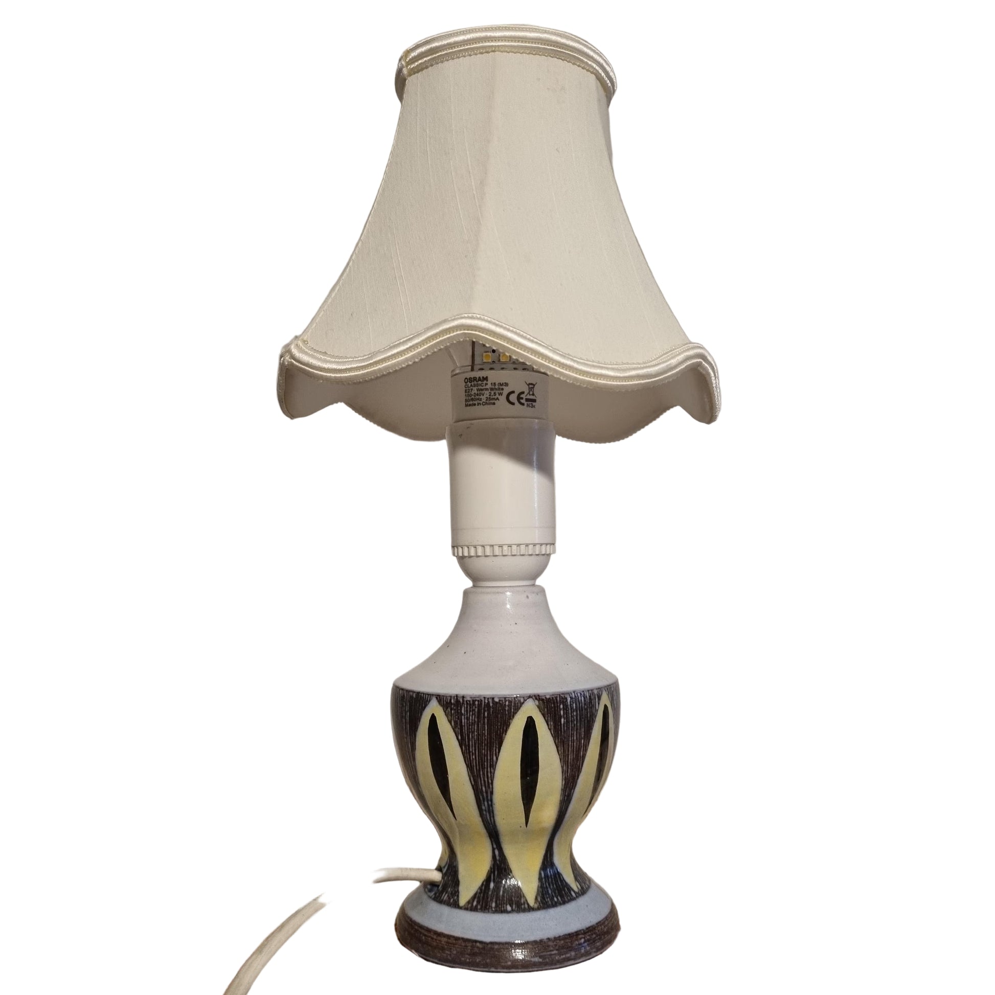 Hand-Painted Ceramic Table Lamp: Mid-Century Swedish Allingsås Style with authentic vintage charm, timeless Scandinavian design.