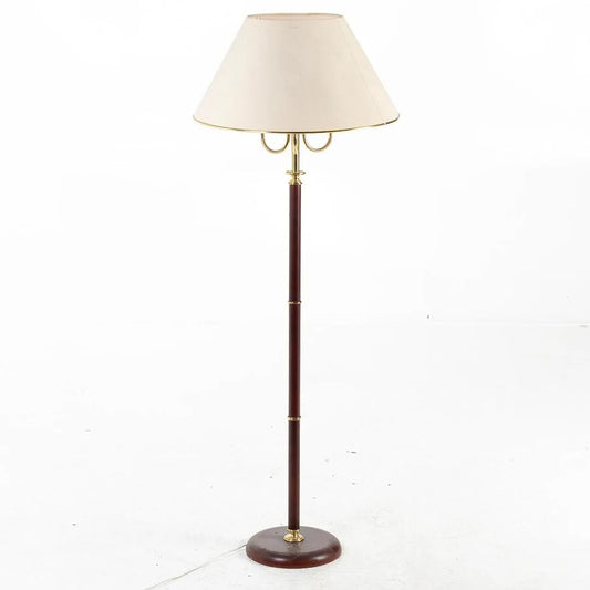 Vintage NAFA Sweden Floor Lamp – 3-Arm Mid-Century Modern, Wood & Brass, c. 1970s with timeless charm, authentic vintage piece